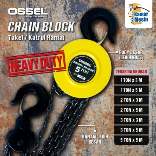 TERMURAH OSSEL TAKEL 3 TON x 3 M CHAIN BLOCK 3 TON x 3 M