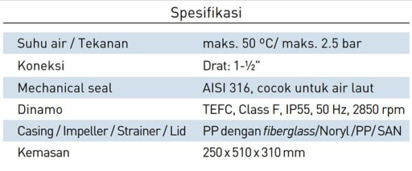 TERMURAH KRIPSOL POMPA KOLAM RENANG ONDINA OK 51 M (1,5 PK 0,58 KW) - Image 3