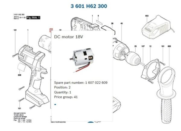 TERMURAH 1607022609 BOSCH SWITCH GSB 180, GSR 180 / SPARE PART - Image 2