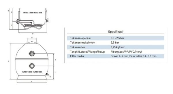 TERMURAH KRIPSOL FILTER MUREX 1050 CTP KAPASITAS 750 KG PASIR - Image 2