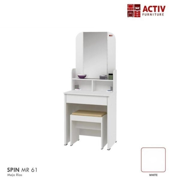 TERMURAH ACTIV FURNITURE SPIN MR 61 MEJA RIAS KOSMETIK MODERN PUTIH - Image 4