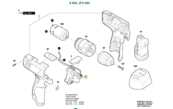 TERMURAH 2609125169 BOSCH SWITCH GSB 120, GSR 120 SPARE PART - Image 2