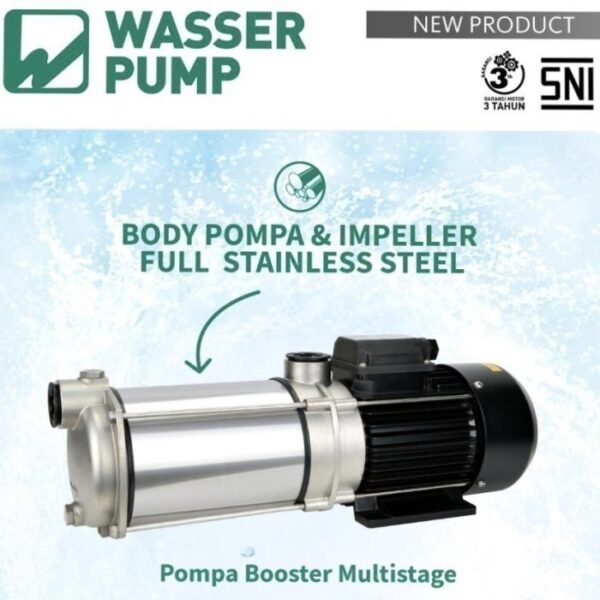 TERMURAH WASSER PBMH 606 SS Booster Horisontal Pompa Dorong Stainless