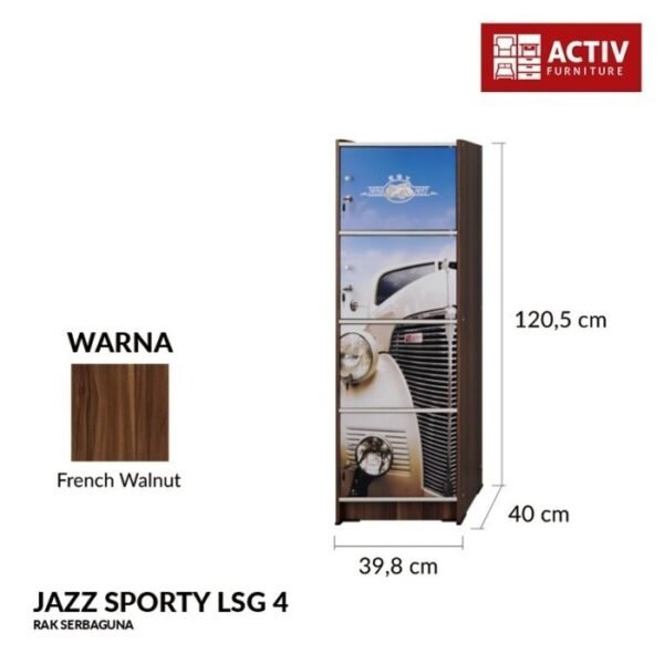 TERMURAH ACTIV FURNITURE JAZZ SPORTY LSG 4 LEMARI RAK 4 PINTU MODERN