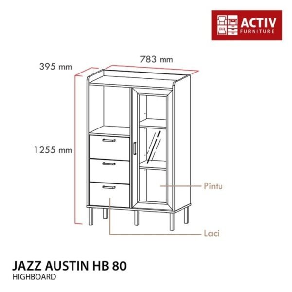 TERMURAH ACTIV FURNITURE JAZZ AUSTIN HB 80 X 125 CM LEMARI RAK DAPUR - Image 3