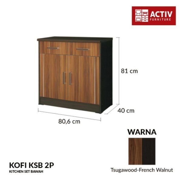 TERMURAH ACTIV FURNITURE KOFI KSB 2P LEMARI DAPUR BAWAH 2 PINTU - Image 2