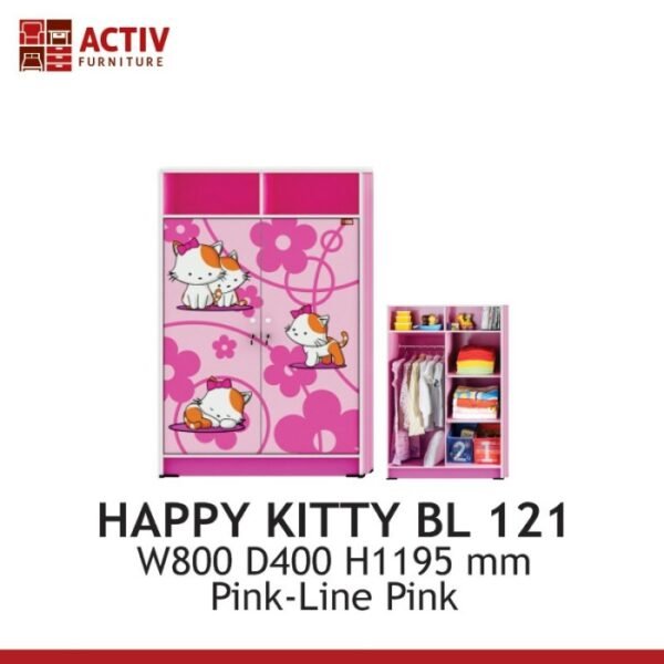 TERMURAH ACTIV FURNITURE HAPPY KITTY BL 121 LEMARI ANAK 2 PINTU