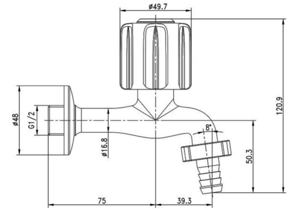 TERMURAH TB-030 WASSER KRAN TEMBOK ROUND HANDLE HOSE CONNECTOR - Image 2