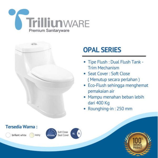 TERMURAH TRILLIUN KLOSET DUDUK MONOBLOK OPAL WHITE ONE PIECE TOILET - Image 5