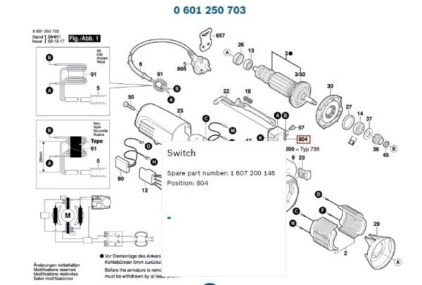 TERMURAH 1607200146 BOSCH SWITCH GGS 5000L/GWS 8-100C/GWS 8-100 CE - Image 2