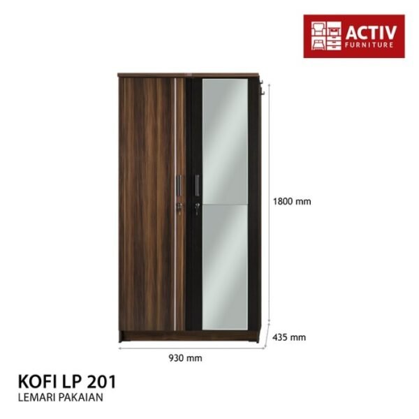 TERMURAH ACTIV FURNITURE KOFI LP 201 LEMARI PAKAIAN 2 PINTU KACA - Image 2