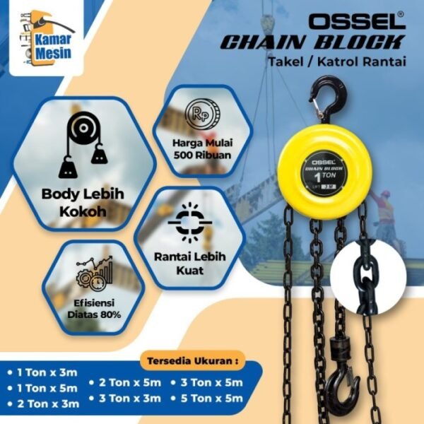 TERMURAH OSSEL TAKEL 1 TON x 5M Chain Block 1 TON x 5M KATROL LANTAI