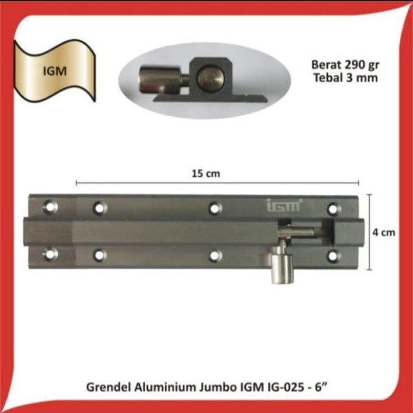 TERMURAH IG-025 GRENDEL PINTU SLOT JENDELA KUNCI KAMAR 6 INCH