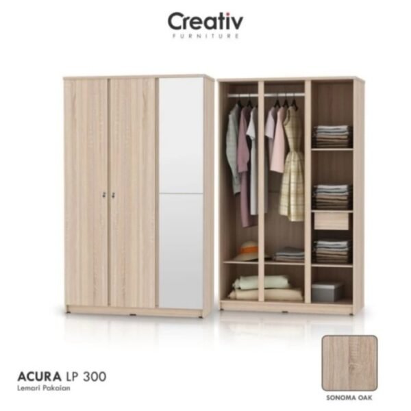 TERMURAH ACTIV FURNITURE ACURA LP 300 LEMARI PAKAIAN 3 PINTU 1,2 X 2M - Image 2