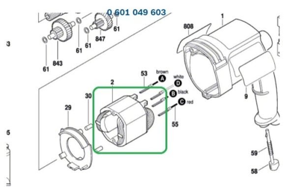 TERMURAH 2604220702 BOSCH FIELD STATOR GBM 13 HRE / SPARE PART