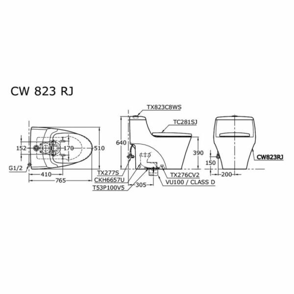 TERMURAH TOTO CW823RJ RIMLESS ONE PIECE TOILET - Image 2