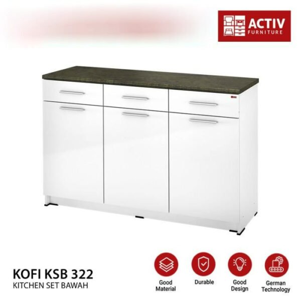 TERMURAH ACTIV FURNITURE KOFI KSB 322 LEMARI DAPUR BAWAH 3 PINTU