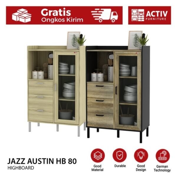 TERMURAH ACTIV FURNITURE JAZZ AUSTIN HB 80 X 125 CM LEMARI RAK DAPUR - Image 2