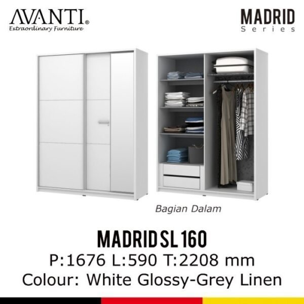 TERMURAH ACTIV FURNITURE AVANTI MADRID SL 160 LEMARI PAKAIAN SLIDING - Image 5