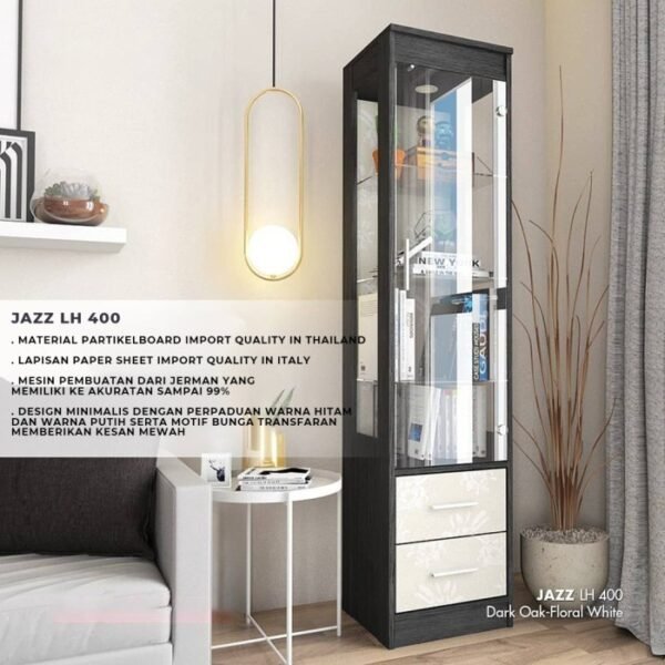 TERMURAH ACTIV FURNITURE JAZZ LH 400 LEMARI RAK BUFFET KACA 1 PINTU - Image 2