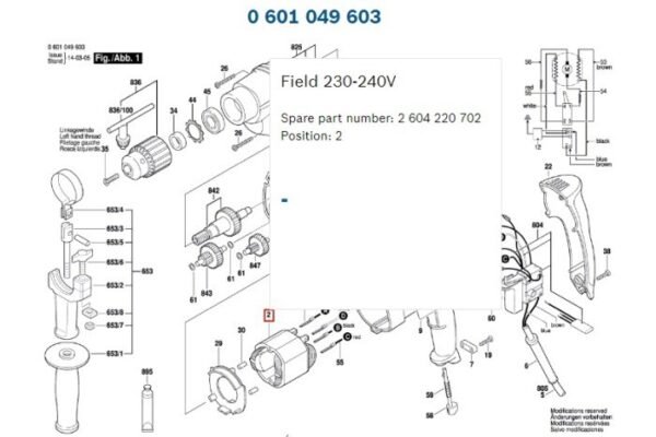 TERMURAH 2604220702 BOSCH FIELD STATOR GBM 13 HRE / SPARE PART - Image 2