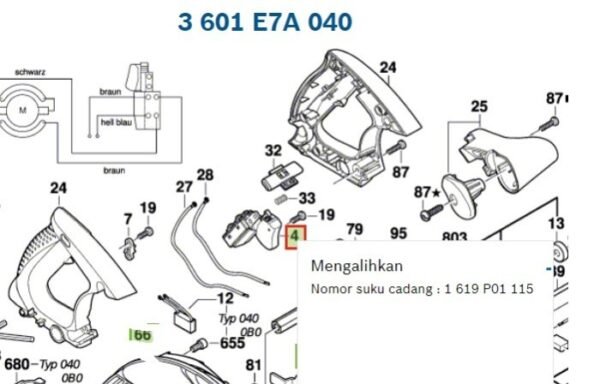 TERMURAH 1619P01115 BOSCH SWITCH GKS 235 / SPARE PART BOSCH - Image 2