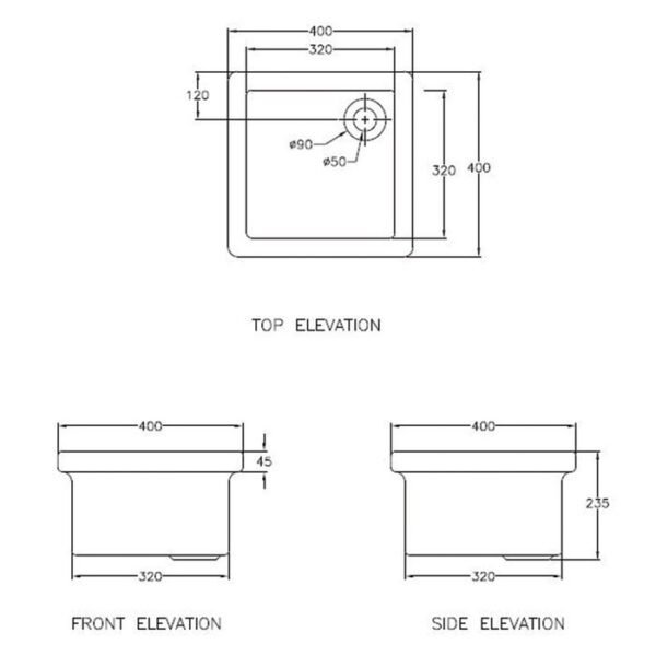 TERMURAH WASSER BN 041 Wastafel Cucian Kotak Sink 40 X 40 CM Tanam - Image 2