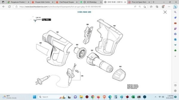 TERMURAH 1600A01N65 BOSCH SWITCH GHG 18-60 / SPARE PART BOSCH ORIGINAL - Image 3