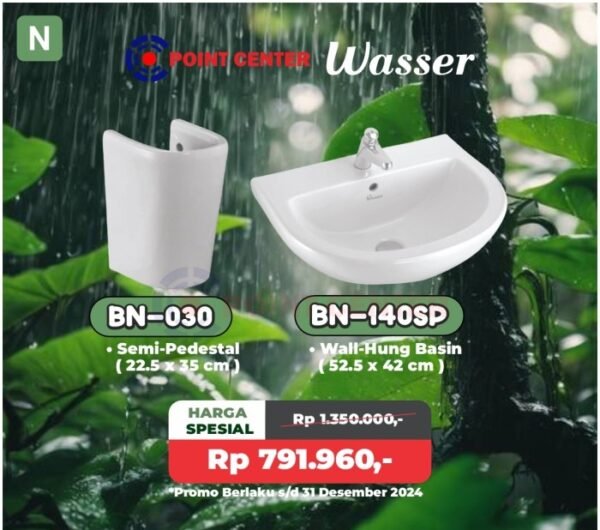 TERMURAH PROMO PAKET N WASSER WASTAFEL BN-130V + BN 031 KAKI WASTAFEL