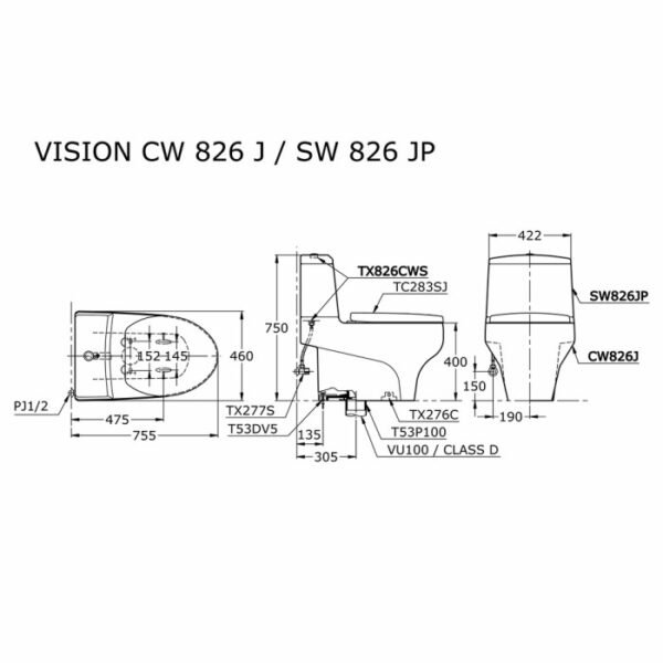 TERMURAH TOTO CW826J /SW826JP MONOBLOK KLOSET DUDUK TOILET KAMAR MANDI - Image 2