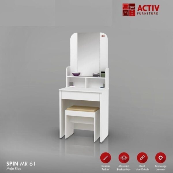 TERMURAH ACTIV FURNITURE SPIN MR 61 MEJA RIAS KOSMETIK MODERN PUTIH