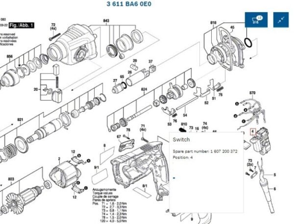 TERMURAH 1607200372 BOSCH SWITCH GBH 220 / SPARE PART BOSCH ORIGINAL - Image 2