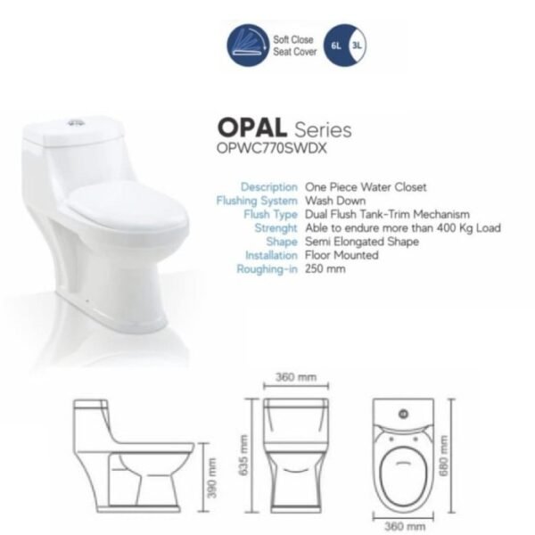 TERMURAH TRILLIUN KLOSET DUDUK MONOBLOK OPAL WHITE ONE PIECE TOILET - Image 4