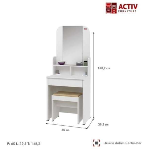 TERMURAH ACTIV FURNITURE SPIN MR 61 MEJA RIAS KOSMETIK MODERN PUTIH - Image 3